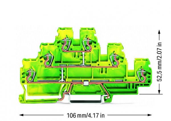 Шестиконтактная компактная клемма Wago 870-557 (желто-зеленая)