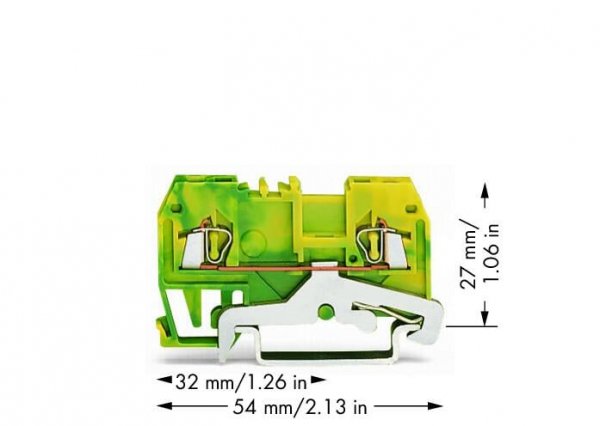 Клема заземлення з пружинним затиском набірна 2-провідна 1,5 мм² жовто-зелена, WAGO