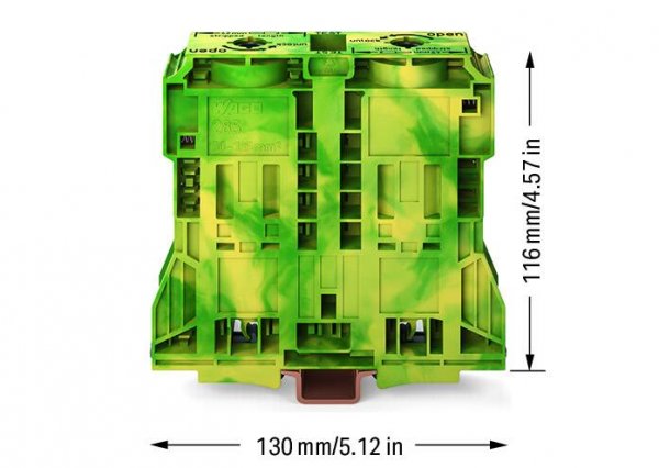 Клема заземлення гвинтова набірна 2-провідна 120 мм² жовто-зелена, WAGO