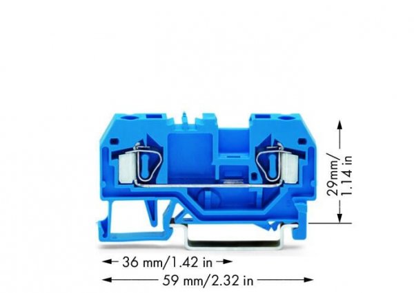 Клема прохідна з пружинним затиском набірна 2-провідна 4,0 мм² синя, WAGO
