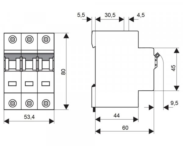 Автоматичний вимикач 4,5кА 3P 32A х-ка B Schrack BM418332