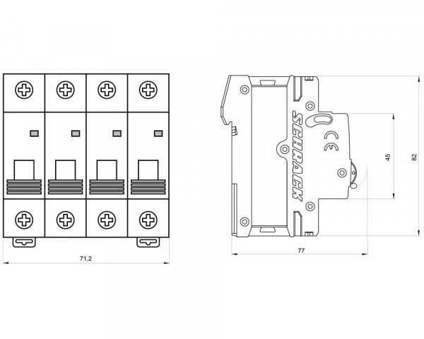Автоматичний вимикач 6кА 3P+N 63А х-ка C Schrack AM617863