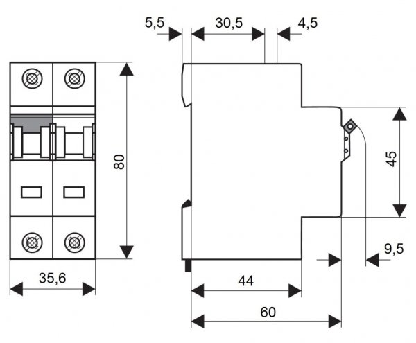 Автоматичний вимикач 10кА 1P+N 4A х-ка C Schrack BM017604