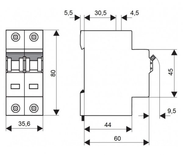 Автоматичний вимикач 6кА 2P 50A х-ка B Schrack BM618250