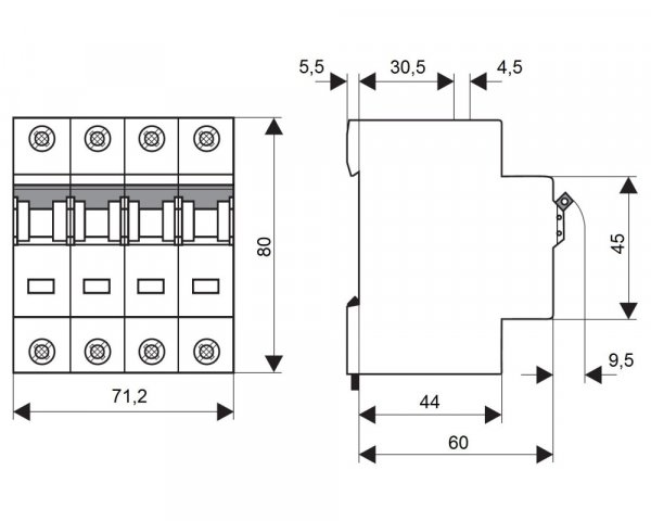 Автоматичний вимикач 6кА 4P 25A х-ка C Schrack BM617425