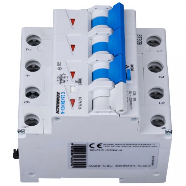 АВДТ 6кА/100мА 3P+N 16A х-ка C тип A Schrack BO767816