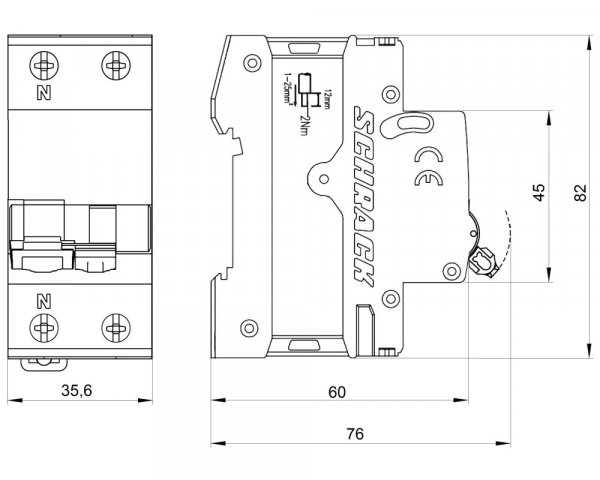 АВДТ 6кА/30мА 1P+N 20A х-ка C Тип A Schrack AK667620