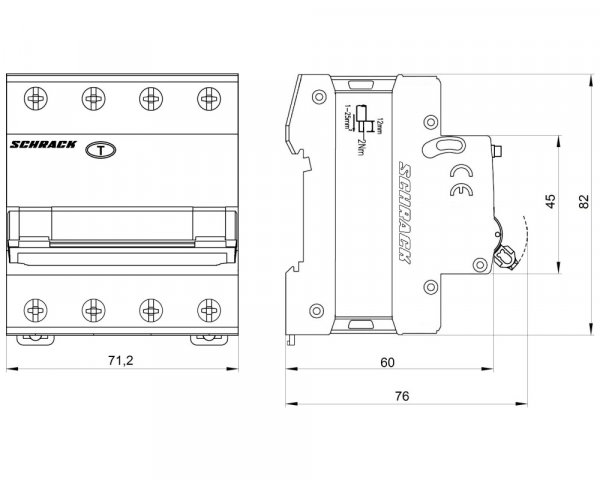 АВДТ 6кА/30мА 3P+N 40A х-ка C Тип A Schrack AK667840