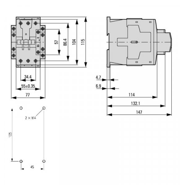 Контактор 3Р 72А 37 кВт 230В AC розм.2 Schrack LTD27233