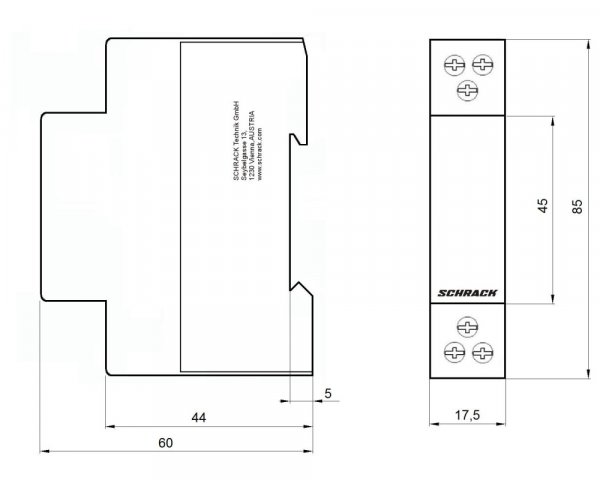 Контактор модульний 20А 1НО+1НЗ 230В AC Schrack BZ326438ME