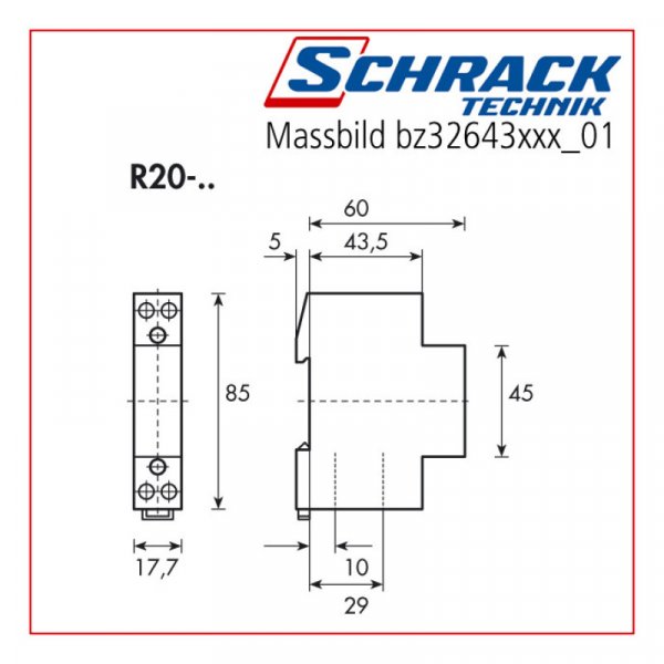 Контактор модульний, 1НО+1НЗ, 25А, котушка 230В АС Schrack BZ326479