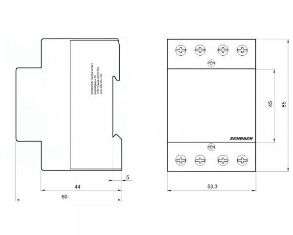 Контактор модульний 63А 4НО 230В AC Schrack BZ326444ME