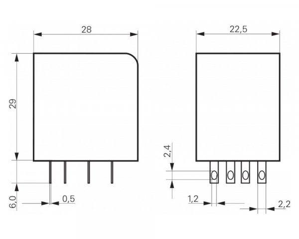 Реле мініатюрне 4 перекидних контакта позолочені 6А 220В AC Schrack PT580220