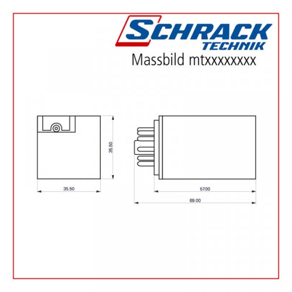 Реле багаторежимне 2 перекидних контакта 8 контактів 10А 12В DC Schrack MT221012