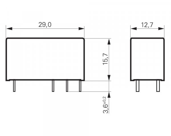 Реле силовое 1 перекидной контакт 16A 230B AC шаг 5мм Schrack RT314730