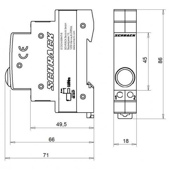 Модульний LED індикатор червоний 230В AC Schrack AZ106801