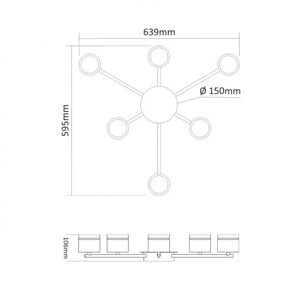 Светильник VIDEX под лампу 6xGX53 накладной белый VL-SPF21B-WP