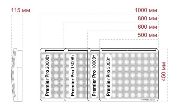 Электрический обогреватель радиаторного (инфракрасного) типа Premier Pro 2000Вт Airelec