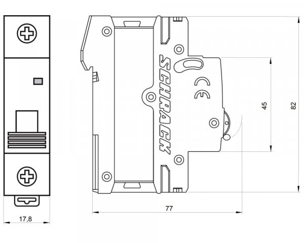 Автоматический выключатель 6кА 1P 63А х-ка C Schrack AM617163