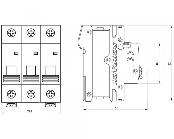 Автоматичний вимикач 6кА 3P 6А х-ка C Schrack AM617306