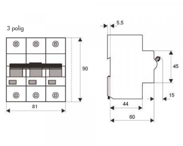 Автоматический выключатель 20кА 3P 80A х-ка C Schrack BR573800