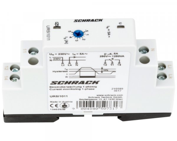 Реле контроля тока 1С 1Р 5А 16-240В AC/DC Schrack UR5I1011