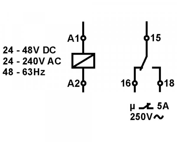 Таймер сигнальний функція ON-затримка AMPARO, 24VAC/DC+230VAC, 1 перекидний контакт, 5А Schrack ZRAE0011