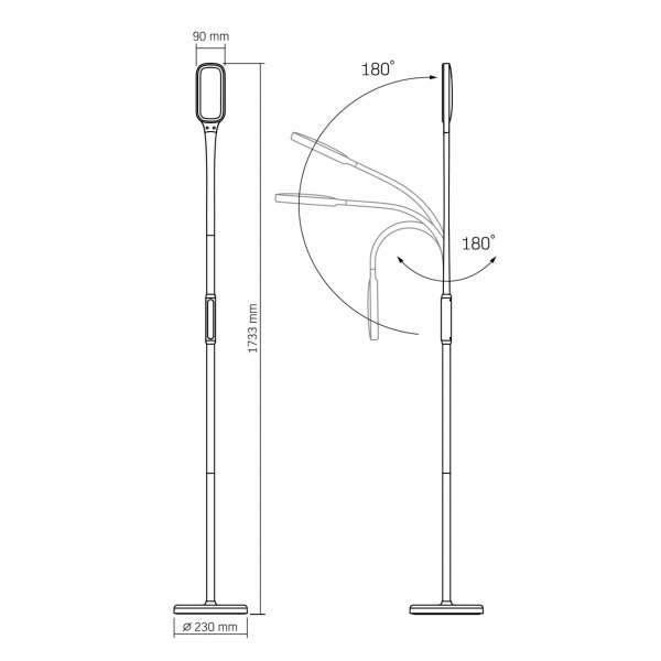 LED торшер черный VIDEX TF07B 14W 3000-5500K