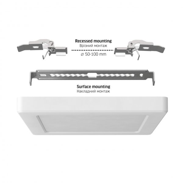 LED светильник квадратный VIDEX DL6S 12W 3000K-4000K-6500K White