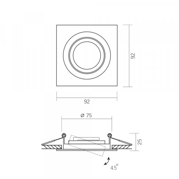 Светильник VIDEX под лампу GU10 врезной Квадрат Белый VL-SPF08S-W