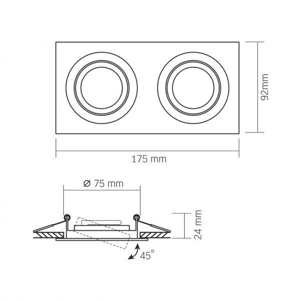 Светильник VIDEX под лампу 2xGU10 врезной Черный (VL-SPF23S-B)