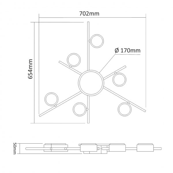 Светильник VIDEX под лампу 6xGX53 накладной с подсветкой черный VL-SPF22B-BB