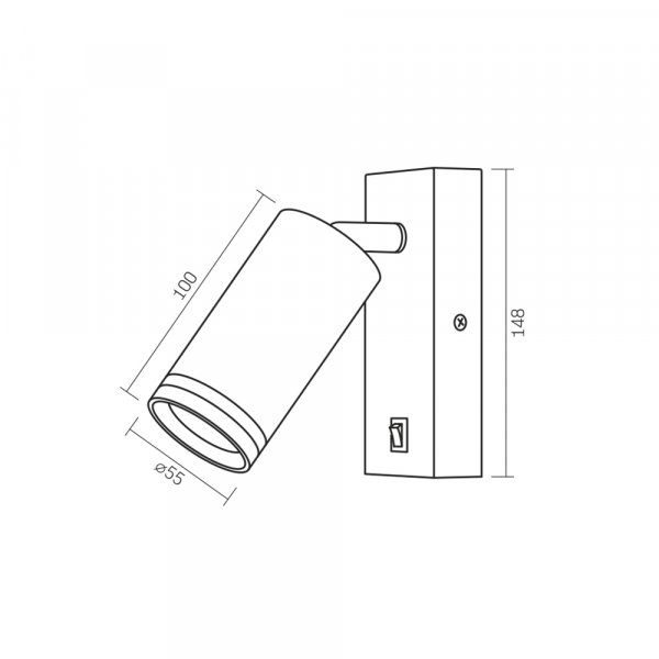 Светильник VIDEX под лампу GU10 SPF05E настенный с кнопкой черный