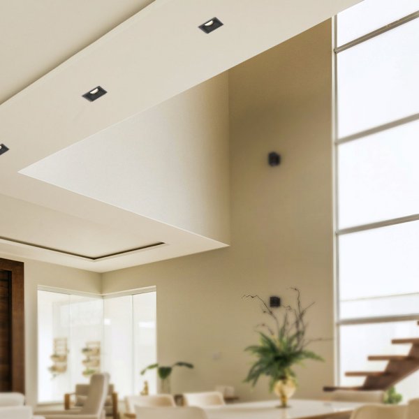 Светильник VIDEX под лампу GU10 врезной Квадрат Черный VL-SPF09S-B