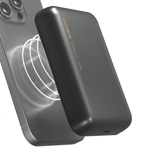 Пауэрбанк с беспроводной зарядкой 10000mAh VIDEX VPB-W102 PD20W Grey
