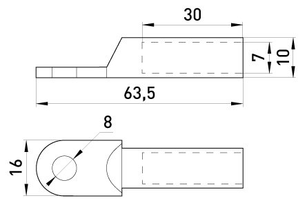 Мідний кабельний наконечник e.end.stand.dt.b25 s060003
