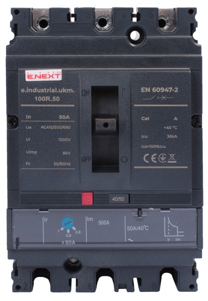 Силовой автоматический выключатель e.industrial.ukm.100R.50 с регулировкой, 3р, 50А i091002 E.NEXT