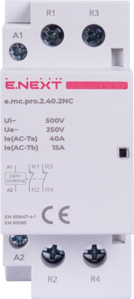 Модульный контактор e.mc.pro.2.40.2NC, 2р, 40А, 2NC, 220В p005227 E.NEXT