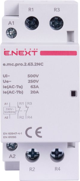 Модульный контактор e.mc.pro.2.63.2NC, 2р, 63А, 2NC, 220В p005229 E.NEXT