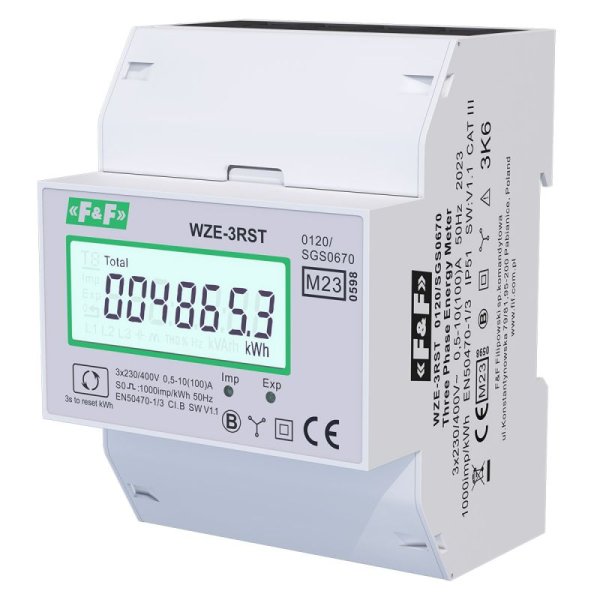 Счетчик электроэнергии трехфазный WZE-3RST 80A F&F