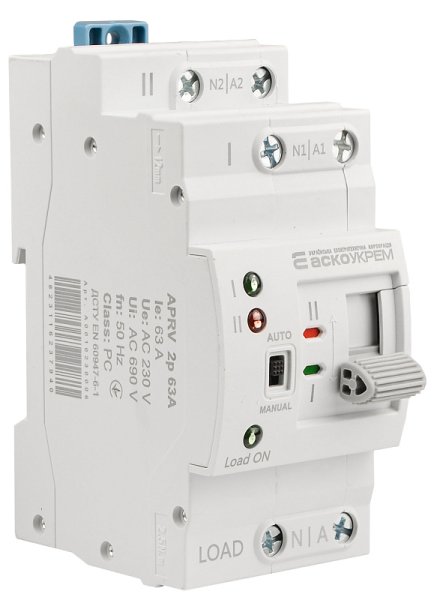 Автоматичний перемикач вводу (І-0-ІІ) APRV 2P 63A АСКО A0010230006