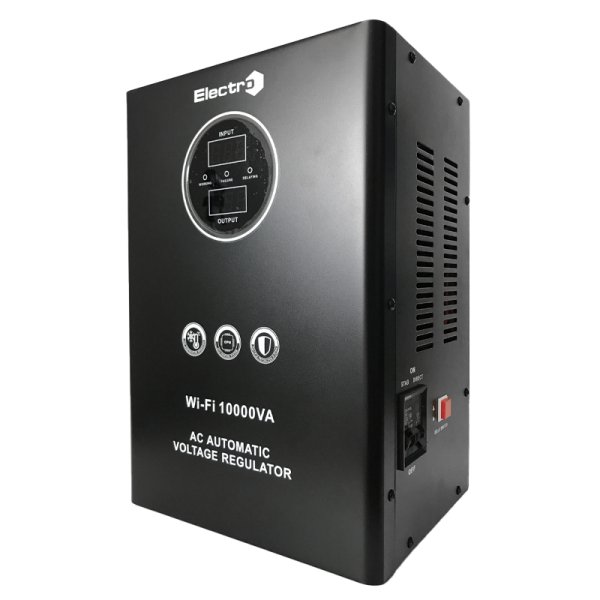 Стабилизатор напряжения WLD-10000, 10кВА, WiFi контроль, релейный, диапазон стабилизации 140-270В, навесной/напольный ElectrO