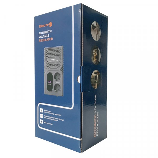 Стабилизатор напряжения SСТ-1500, 1,5кВА, 2 розетки, навесной / напольный, релейный ElectrO