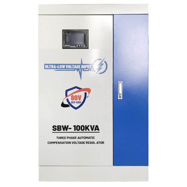 Стабилизатор напряжения трехфазный SBW-100000, 100кВА, диапазон стабилизации 80-455B, пусковой ток 150А, ElectrO