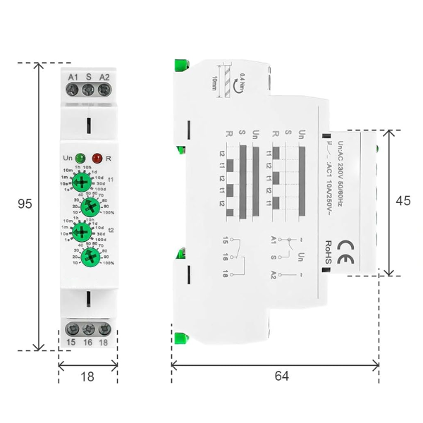 TRT6-S1 Реле времени ассиметричного повторения цикла, AC230V, 1CO TOSUNLux