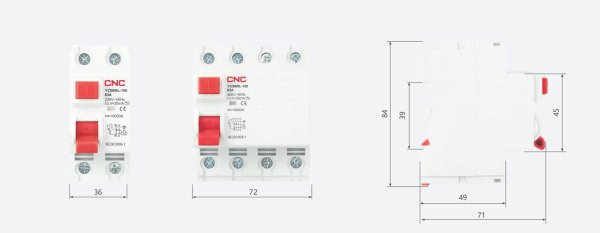Диференціальне реле ПЗВ YCB9RL-100 63А 3P+N 6кА 100мА CNC