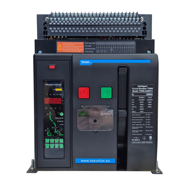 TSW8-2000F Воздушный выключатель стационарный 1000A 3P Ics50kA Ig 0,2-1In Ir 0,4-1In Isd 0,4-15In 400/690В TOSUNLux