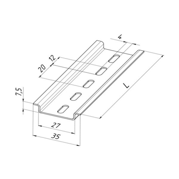 DIN-рейка DR101 35x7,5mm довжина 1м товщина 1мм TOSUNLux