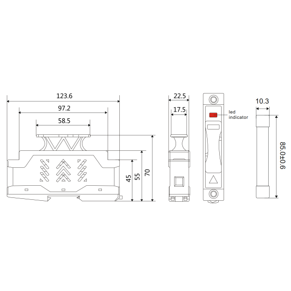 Предохранитель постоянного тока TSPV-32 40A 10x85 DC1500В 25kA TOSUNLux