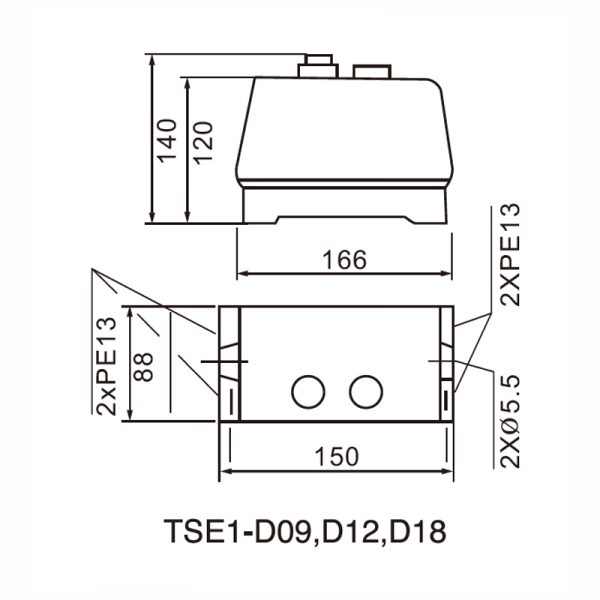 Магнітний пускач TSE1-D12 12А котушка AC220-230V (1A-1,6A) в корпусі IP54 TOSUNLux